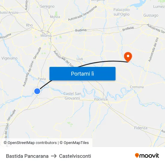 Bastida Pancarana to Castelvisconti map