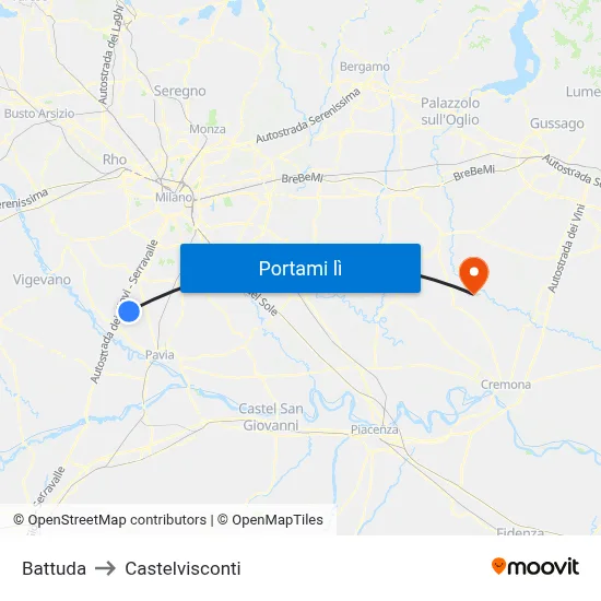 Battuda to Castelvisconti map