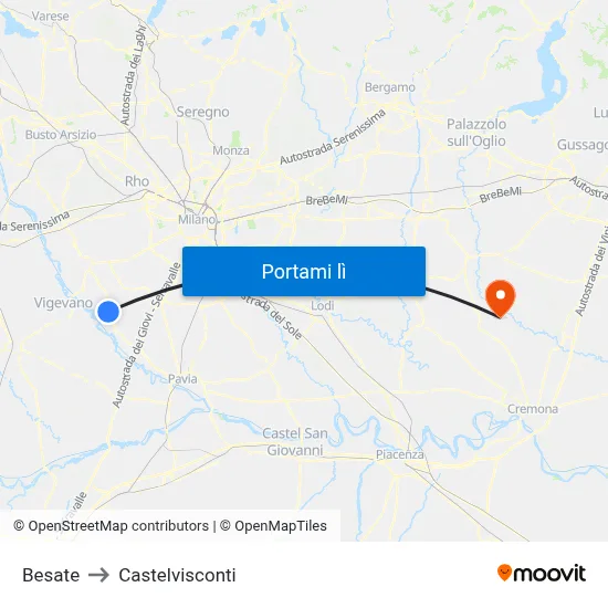 Besate to Castelvisconti map