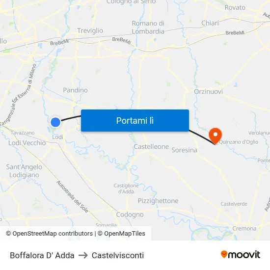 Boffalora D' Adda to Castelvisconti map