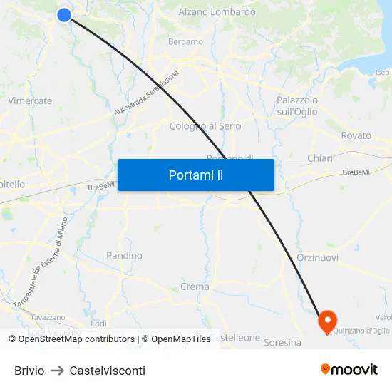 Brivio to Castelvisconti map
