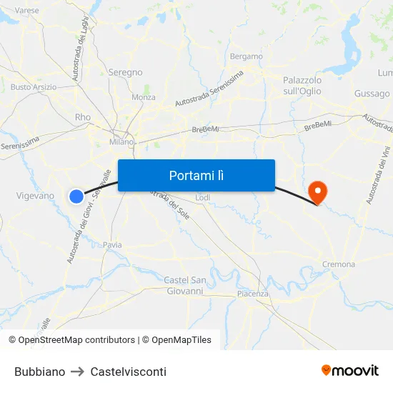 Bubbiano to Castelvisconti map