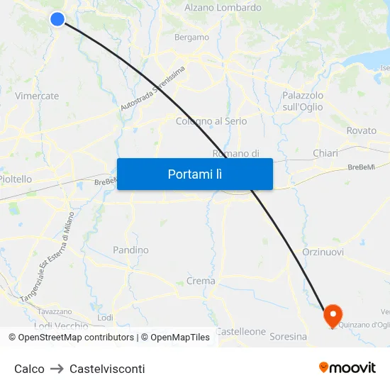 Calco to Castelvisconti map