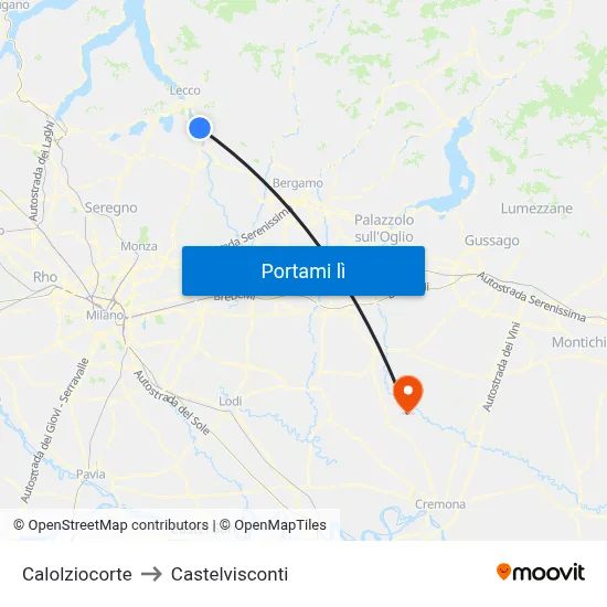 Calolziocorte to Castelvisconti map