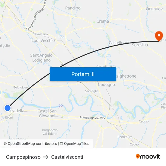 Campospinoso to Castelvisconti map