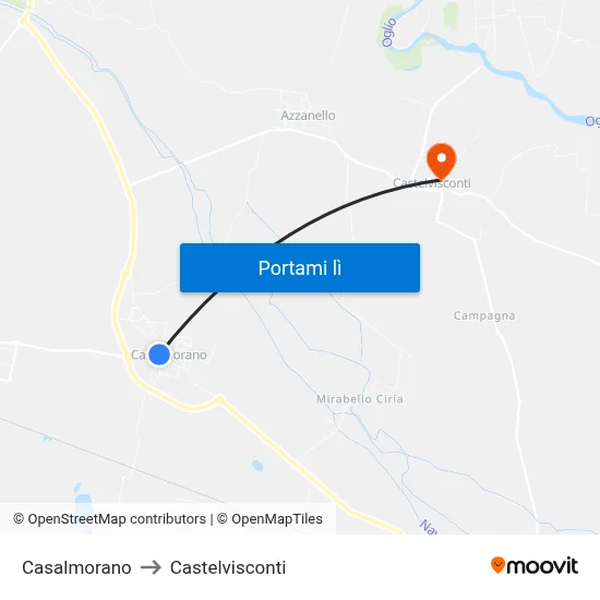 Casalmorano to Castelvisconti map