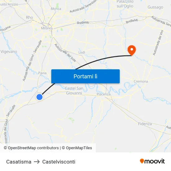 Casatisma to Castelvisconti map