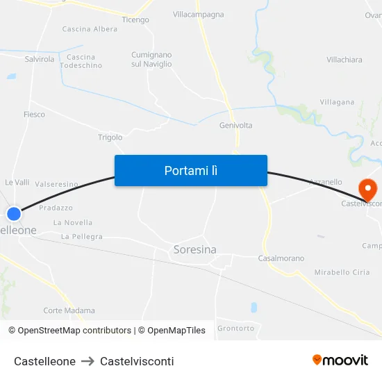 Castelleone to Castelvisconti map