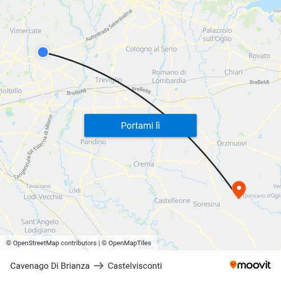 Cavenago Di Brianza to Castelvisconti map