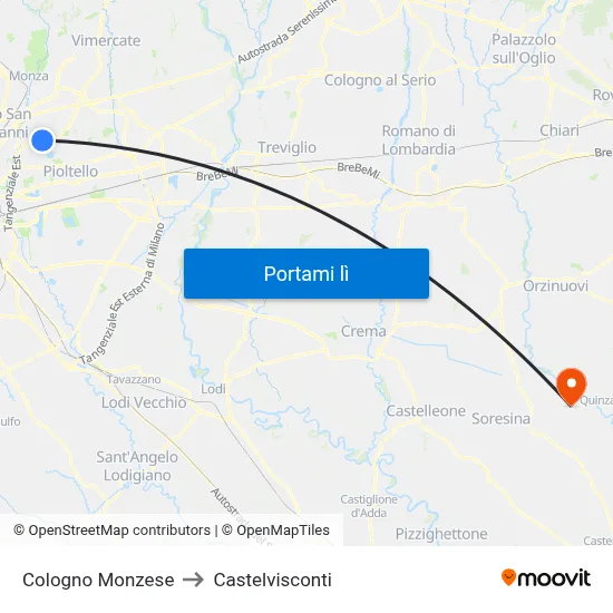 Cologno Monzese to Castelvisconti map