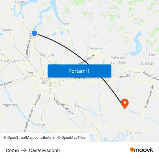 Como to Castelvisconti map