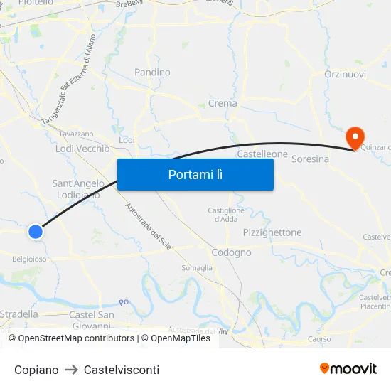 Copiano to Castelvisconti map