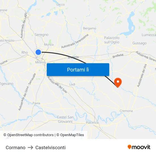 Cormano to Castelvisconti map