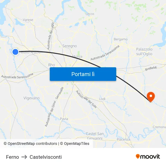 Ferno to Castelvisconti map