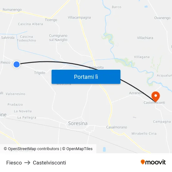 Fiesco to Castelvisconti map