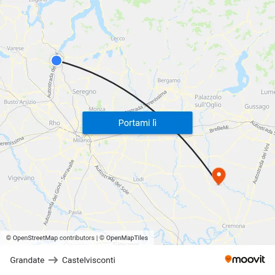 Grandate to Castelvisconti map