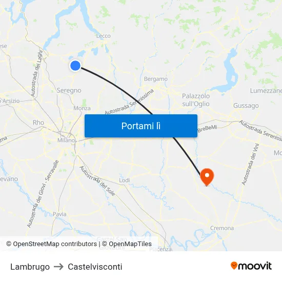 Lambrugo to Castelvisconti map