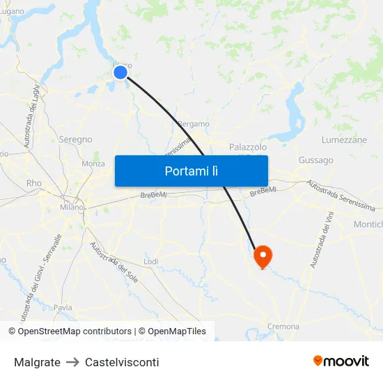 Malgrate to Castelvisconti map