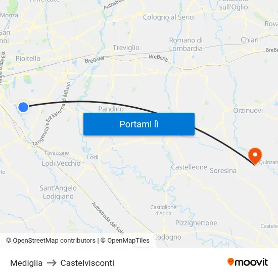 Mediglia to Castelvisconti map