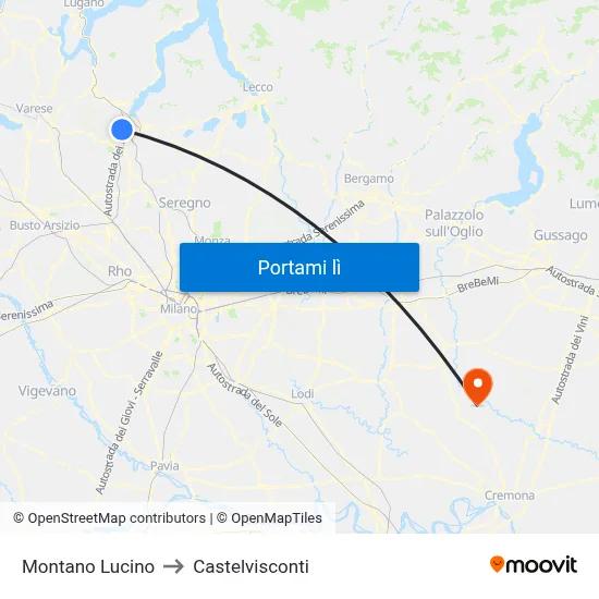 Montano Lucino to Castelvisconti map