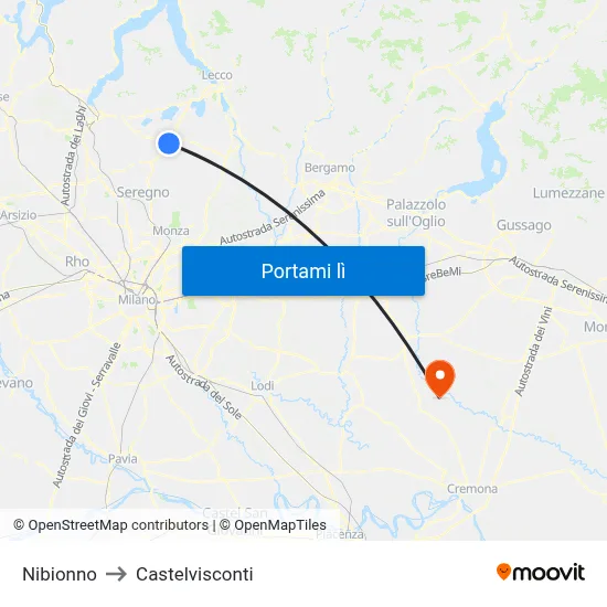 Nibionno to Castelvisconti map