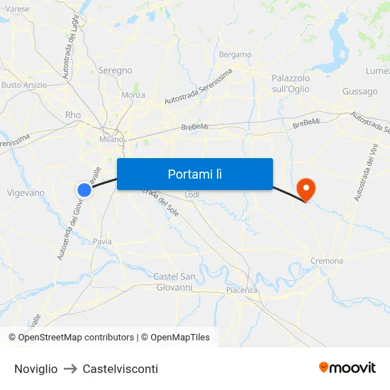 Noviglio to Castelvisconti map