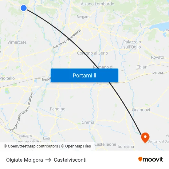 Olgiate Molgora to Castelvisconti map