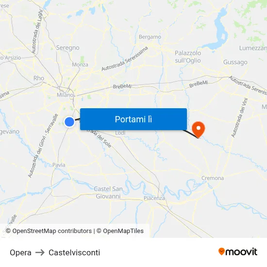 Opera to Castelvisconti map