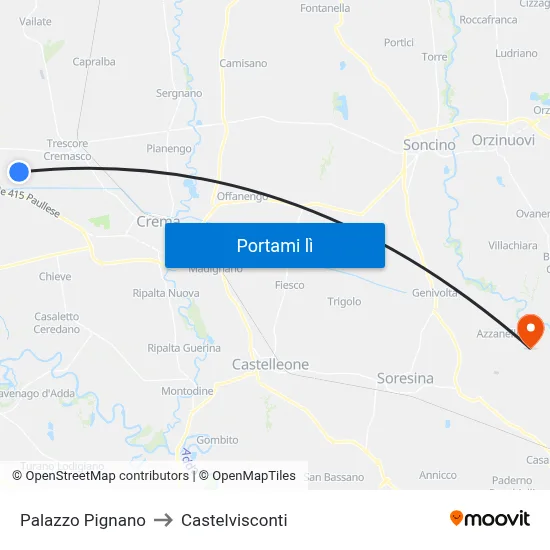 Palazzo Pignano to Castelvisconti map