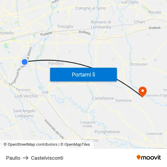 Paullo to Castelvisconti map