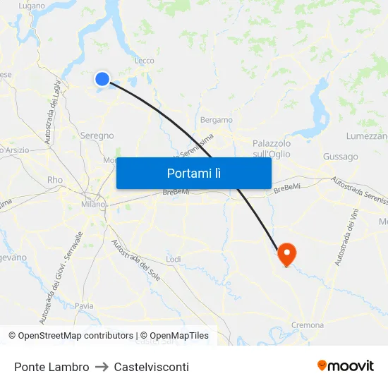Ponte Lambro to Castelvisconti map