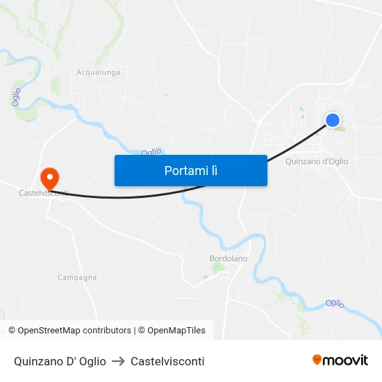 Quinzano D' Oglio to Castelvisconti map