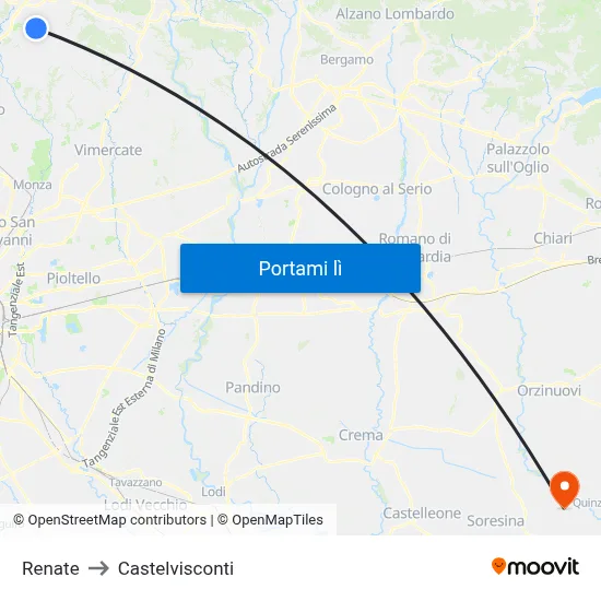 Renate to Castelvisconti map