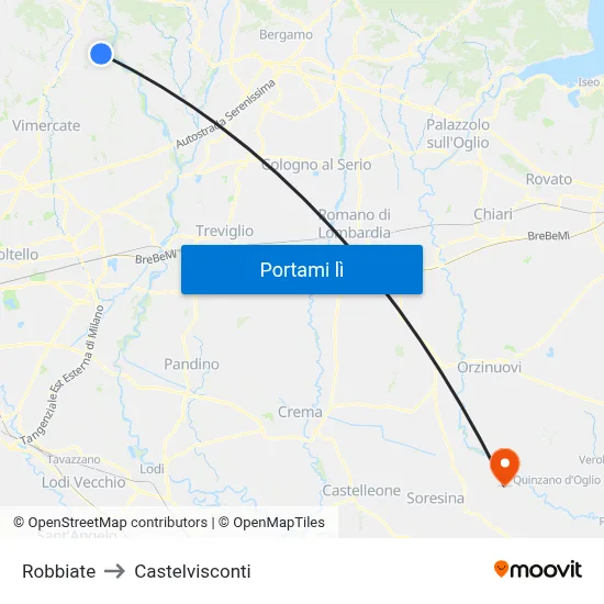 Robbiate to Castelvisconti map