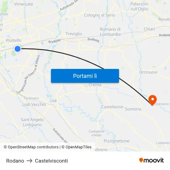 Rodano to Castelvisconti map