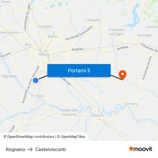 Rognano to Castelvisconti map