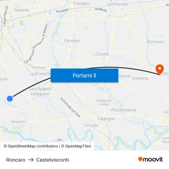 Roncaro to Castelvisconti map