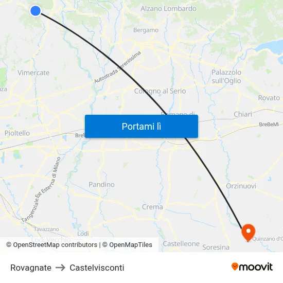Rovagnate to Castelvisconti map