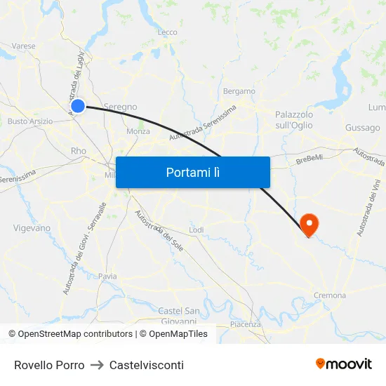 Rovello Porro to Castelvisconti map
