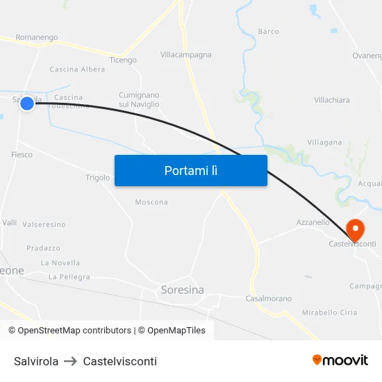 Salvirola to Castelvisconti map