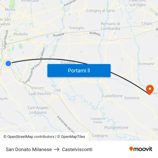 San Donato Milanese to Castelvisconti map