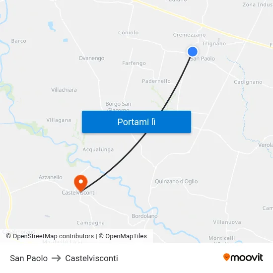 San Paolo to Castelvisconti map