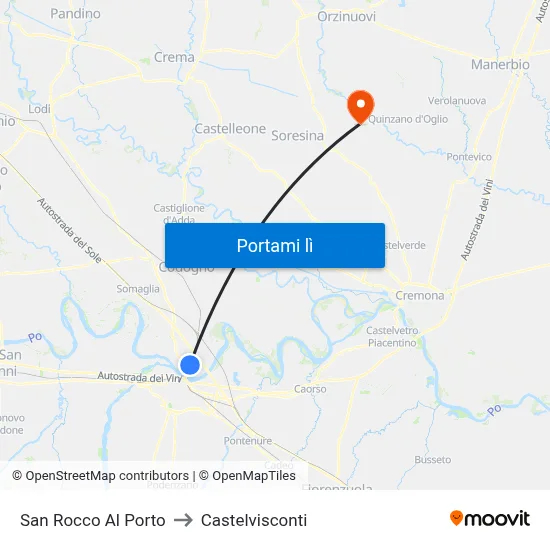 San Rocco Al Porto to Castelvisconti map