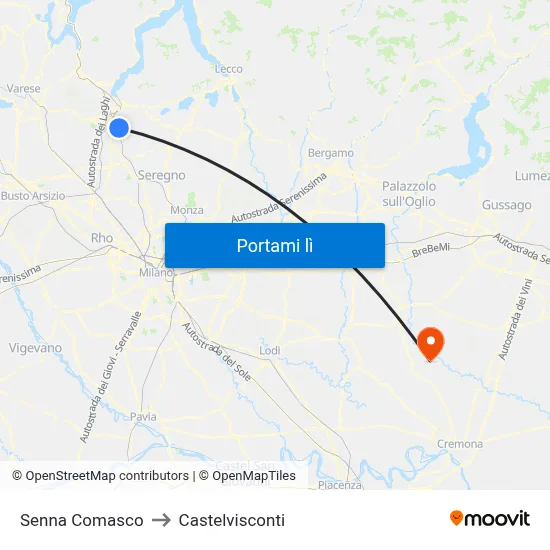 Senna Comasco to Castelvisconti map