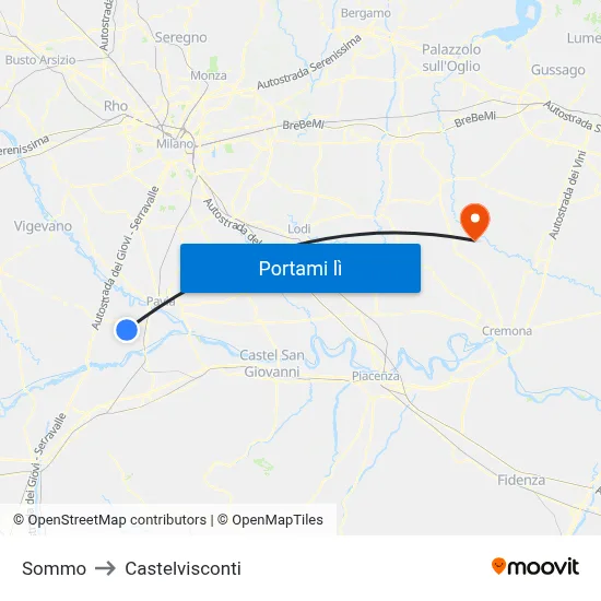 Sommo to Castelvisconti map