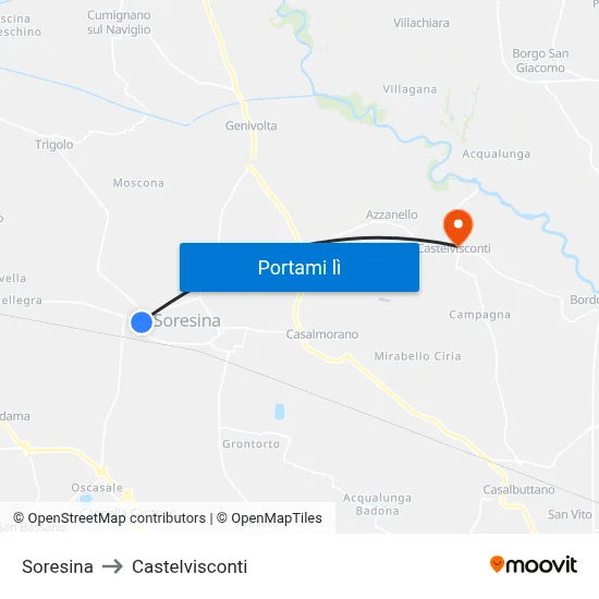 Soresina to Castelvisconti map