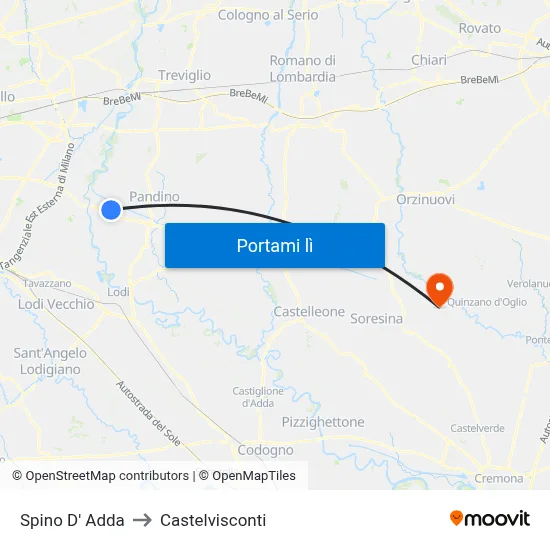 Spino D' Adda to Castelvisconti map