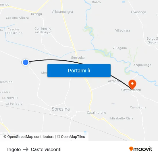 Trigolo to Castelvisconti map