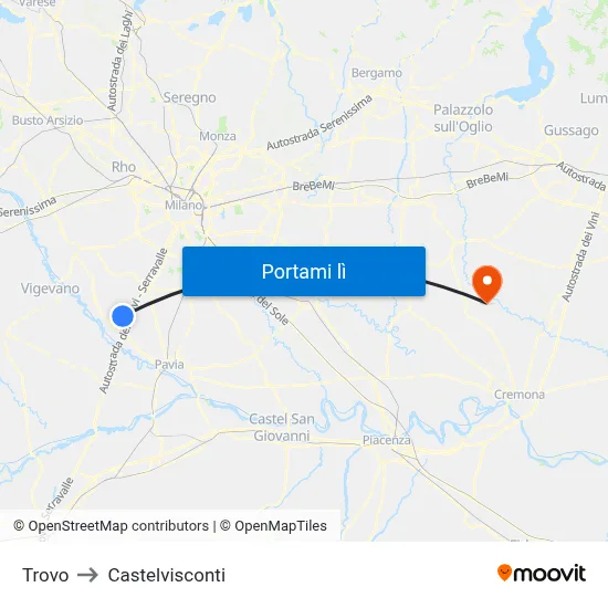 Trovo to Castelvisconti map