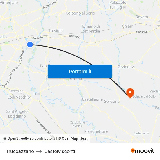 Truccazzano to Castelvisconti map